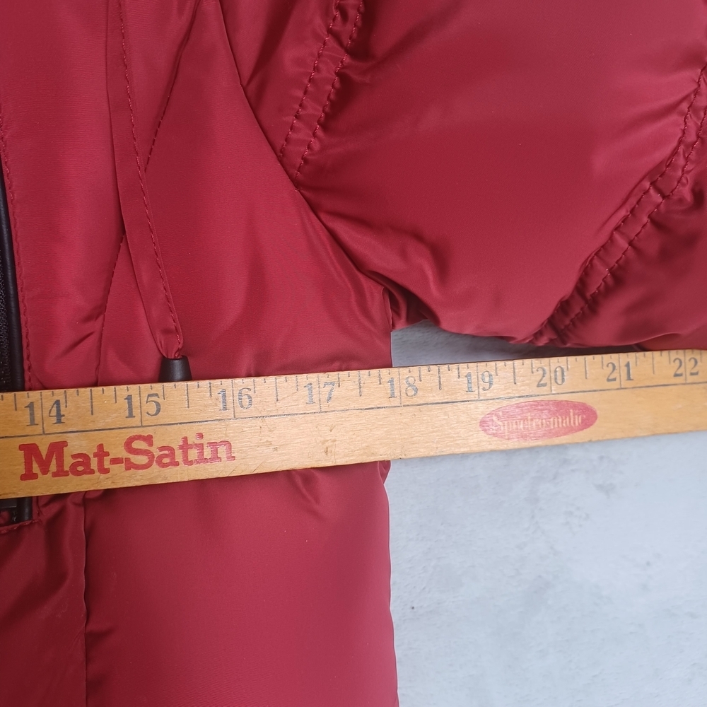 Canadian Outdoors Womens Red Small Parka Long Puffer Coat Faux Fur Hood Jacket - Picture 10 of 15